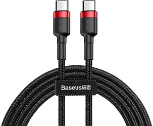 Кабель Baseus Cafule Cable Type-C to Type-C PD 20W 1m CATLKLF-91 Red-Black, фото 1