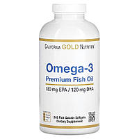 Жирные кислоты California Gold Nutrition Omega 3 Premium Fish Oil, 240 рыбных капсул