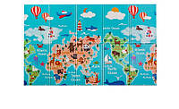 Развивающий игровой детский термоковрик "Карта мира-Динозавры " 200х150х1см+сумка