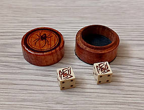 Гральні кубики для нард із більярдної кулі+коробочка для зберігання "Павуки"