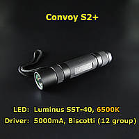 Convoy S2+, Luminus SST-40 6500K, новый драйвер 12 групп с термоконтролем, черный корпус