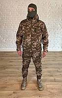 Форма польова армійська SoftShell куртка + штани піксель військова форма на флісі