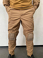 Штаны военные летние рип стоп + наколенники в комплекте койот тактические боевые брюки
