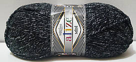 Нитки пряжа для в'язання напіввовна SUPERLANA MIDI СуперЛана Міді від ALIZE Алізе № 800 - антрацитовий жаспе