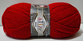 Нитки пряжа для в'язання напіввовна SUPERLANA MIDI СуперЛана Міді від ALIZE Алізе № 56 - червоний