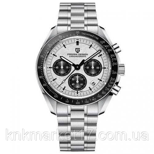 Гібридний (Кварц + механічний хронограф) годинник із сапфіровим склом Pagani Design PD-1735 Silver-White, фото 1