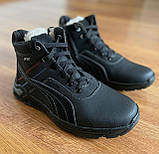 Підліткові зимові кросівки чоловічі чорні на шнурках на блискавці теплі хутряні прошиті (код 6149), фото 3