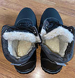 Підліткові зимові кросівки чоловічі чорні на шнурках на блискавці теплі хутряні прошиті (код 6149), фото 8