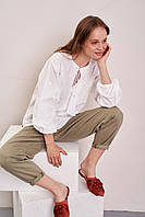 Женская блуза-вышиванка "Орнамент" белая с белой вышивкой