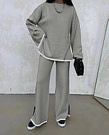 Женский теплый прогулочный брючный костюм свободного кроя из ангоры double размеры S-XL
