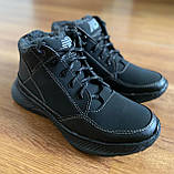 Чоловічі зимові кросівки чорні теплі нубукові хутряні прошиті львівські (код 5387), фото 4