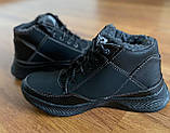 Чоловічі зимові кросівки чорні теплі нубукові хутряні прошиті львівські (код 5387), фото 5