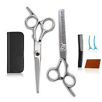 Набір перукарські ножиці для стриження волосся і філірувальні в чохлі Haircut Set сталеві (GS-107456)
