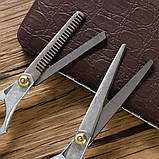 Набір перукарських ножиць для стриження і філірування волосся  в  чохлі Haircut Set сталеві (GS-107456), фото 9