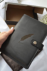Подарунковий щоденник у шкіряній знімній обкладинці Для важливих думок 2,недатований із золотим торцем,формат А5