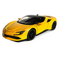 Іграшкова машинка металева Ferrari, Феррарі, жовта, звук, світло, інерція, откр двері, капот, Автоексперт, 1:32,14,5*7*4см, фото 2