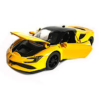 Іграшкова машинка металева Ferrari, Феррарі, жовта, звук, світло, інерція, откр двері, капот, Автоексперт, 1:32,14,5*7*4см, фото 4
