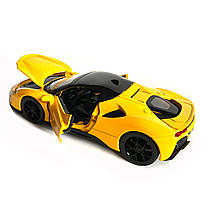Іграшкова машинка металева Ferrari, Феррарі, жовта, звук, світло, інерція, откр двері, капот, Автоексперт, 1:32,14,5*7*4см, фото 5