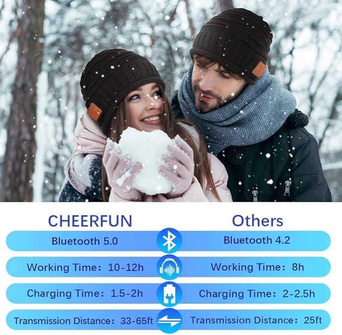 Шапка  Bluetooth CHEERFUN - подарунки для чоловіків і жінок, шапка Bluetooth 5.0 з навушниками, бездротова кепка для бігу, муз