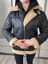 Куртка жіноча шкіряна тепла всередині баранчиків виробництво Туреччина, фото 2