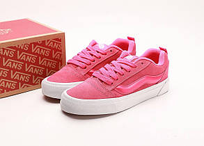 Кеди жіночі рожеві Vans KNU Skool Pink White Platform (13232)