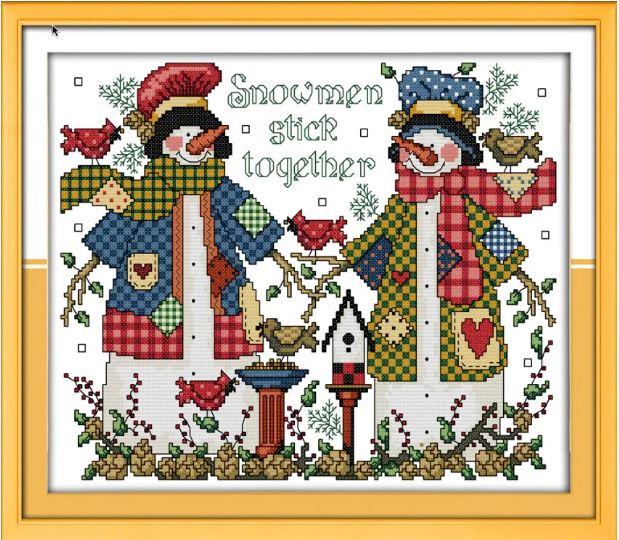 Набір для вишивання за нанесеною на канву схемою "Christmas snowman 5". AIDA 14CT printed, 34*29 см