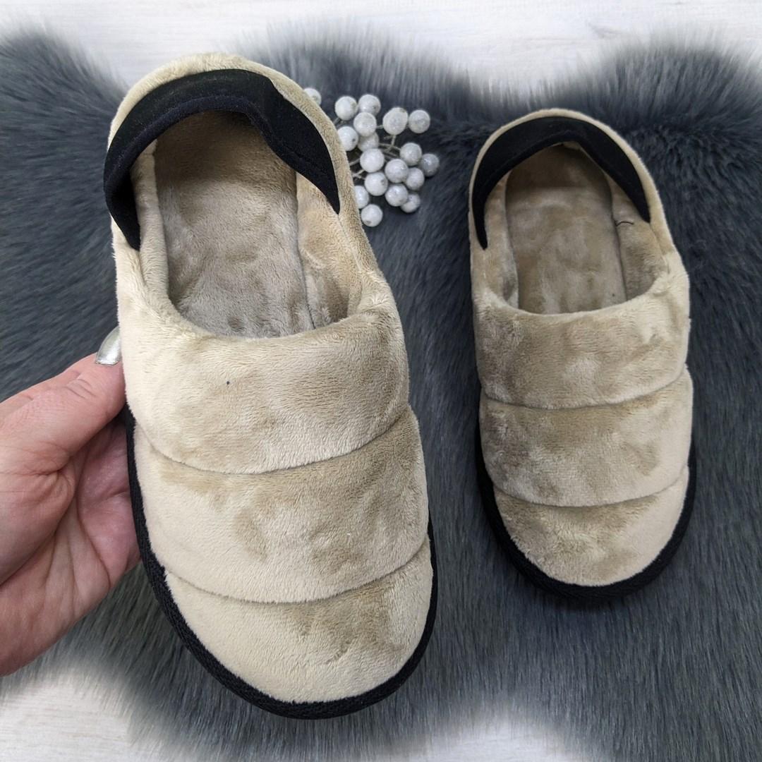 Тапочки чуні жіночі домашні Белста бежеві велюрові закриті із задником 2956