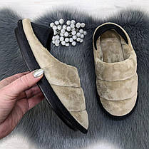Тапочки чуні жіночі домашні Белста бежеві велюрові закриті із задником 2956, фото 5