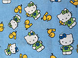 Фланель (байка) Кітті Hello Kitty на блакитному, фото 2