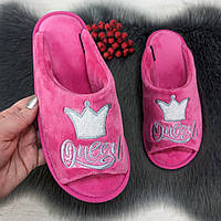 Тапочки женские Белста розовые велюровые с открытым носком 4299