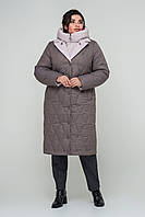 Красивое зимнее женское пальто из стеганой плащевки с капюшоном, для пышных форм
