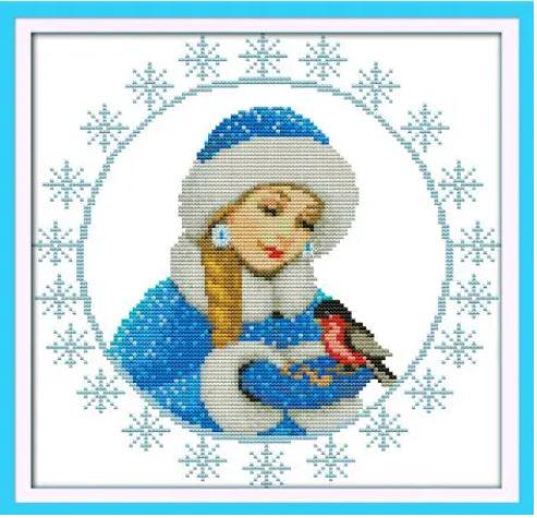 Набір для вишивання хрестиком по нанесеному на канву схемі "Christmas snowman" . AIDA 14CT printed, 38*34 см