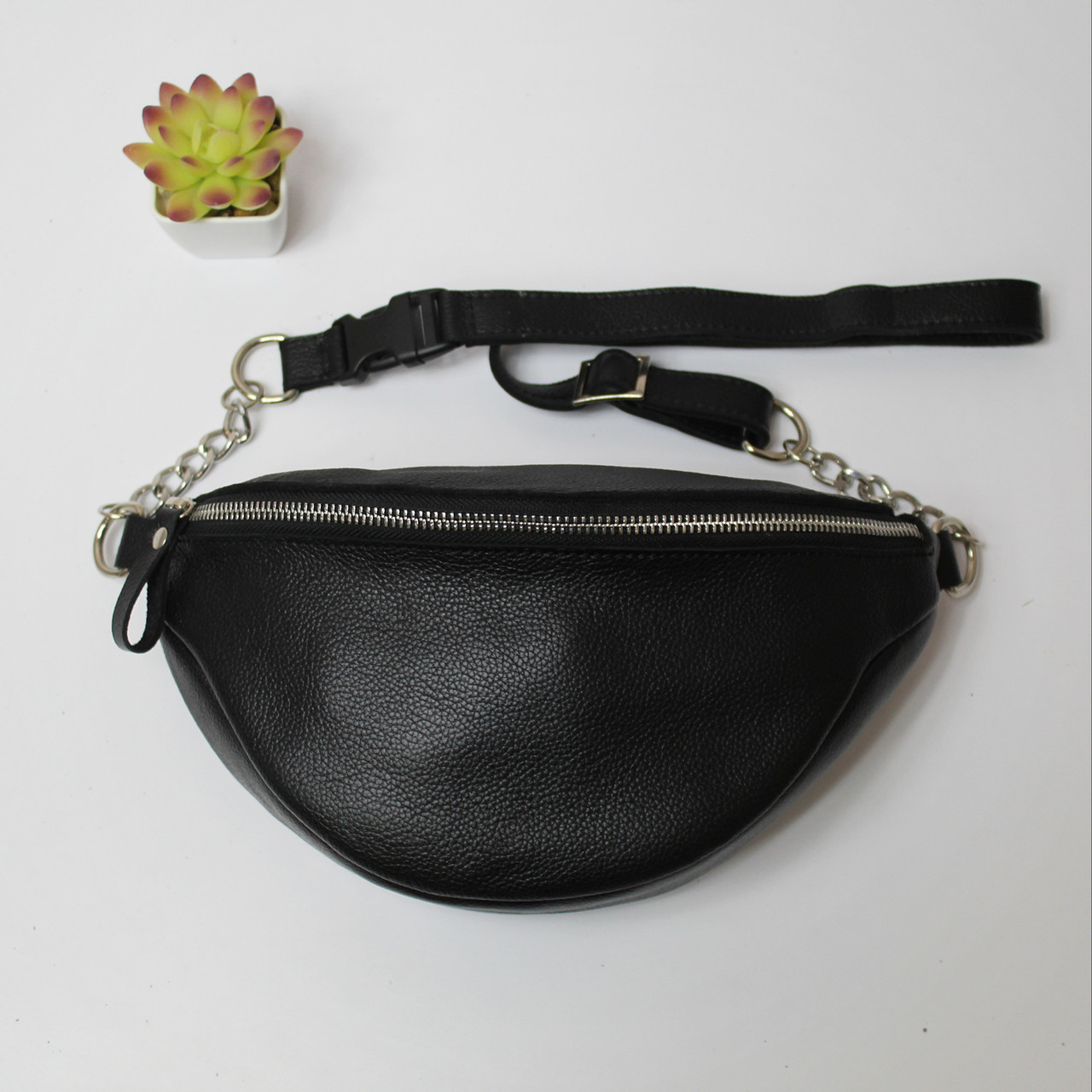 Сумка кожаная на пояс Бананка, женская. Черная. (ID#2011483566), цена ...