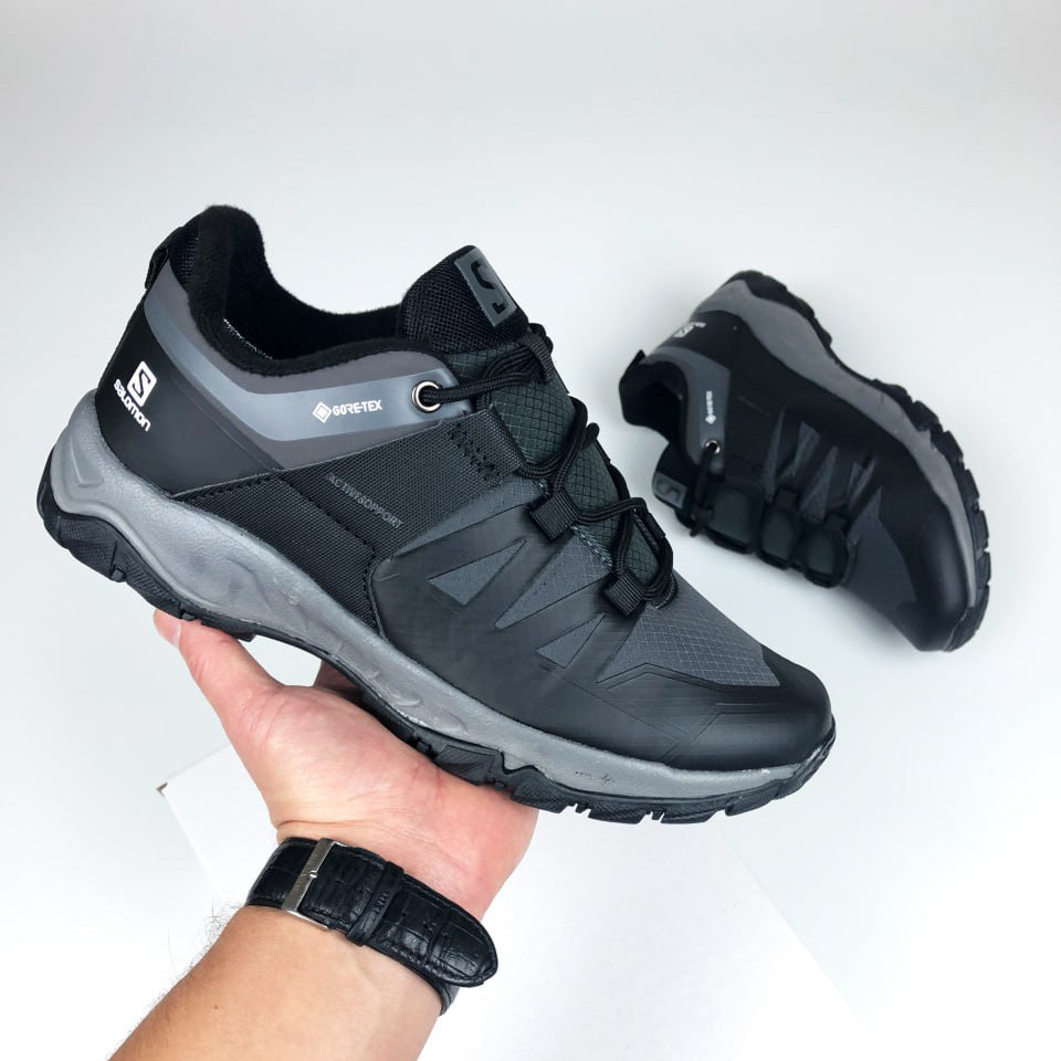 Чоловічі кросівки Salomon Gore-Tex термо молодіжні повсякденні сірі
