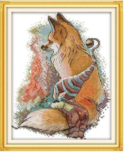 Набір для вишивання за нанесеною на канву схемою "The Fox and the Elf ". AIDA 14CT printed 21*28 см