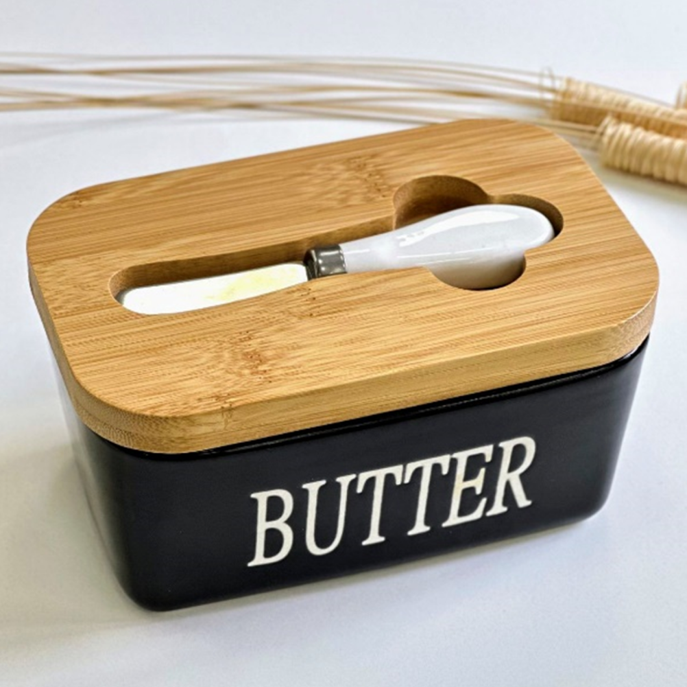 Маслянка керамічна для вершкового масла з кришкою і ножем "Butter"