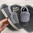 Тапочки чуні жіночі теплі сірі з хутряним опушенням Progress 2874_4, фото 4