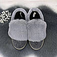 Тапочки чуні жіночі теплі сірі з хутряним опушенням Progress 2874_4, фото 5