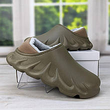 Калоші чоловічі піна на хутрі з м'яким задником коричневі 3665 40/41