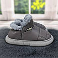 Тапочки чуні жіночі високі еко-шкіра сірі на хутрі 4293, фото 2