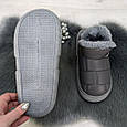 Тапочки чуні жіночі високі еко-шкіра сірі на хутрі 4293, фото 3