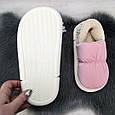 Тапочки жіночі чуні закриті плащівка на хутрі рожеві 2985, фото 2