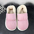 Тапочки жіночі чуні закриті плащівка на хутрі рожеві 2985, фото 3