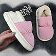 Тапочки жіночі чуні закриті плащівка на хутрі рожеві 2985, фото 4