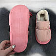 Тапочки жіночі чуні закриті плащівка на хутрі пудрові 4292, фото 7