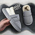Тапочки жіночі чуні закриті плащівка на хутрі сірі 4292, фото 6