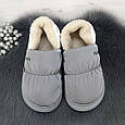 Тапочки жіночі чуні закриті плащівка на хутрі сірі 4292, фото 7