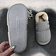 Тапочки жіночі чуні закриті плащівка на хутрі сірі 4292, фото 9