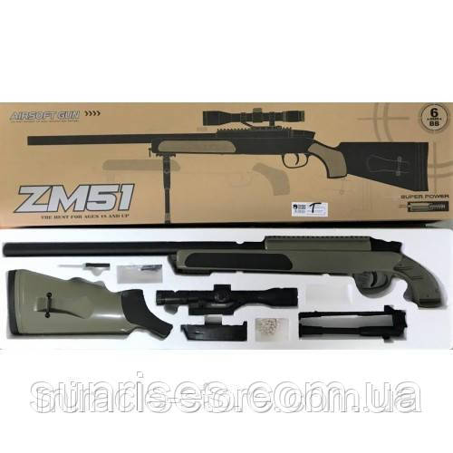Игрушечная детская металическая снайперская винтовка CYMA ZM51T с пульками и прицелом 110 см - фото 3 - id-p2011538963