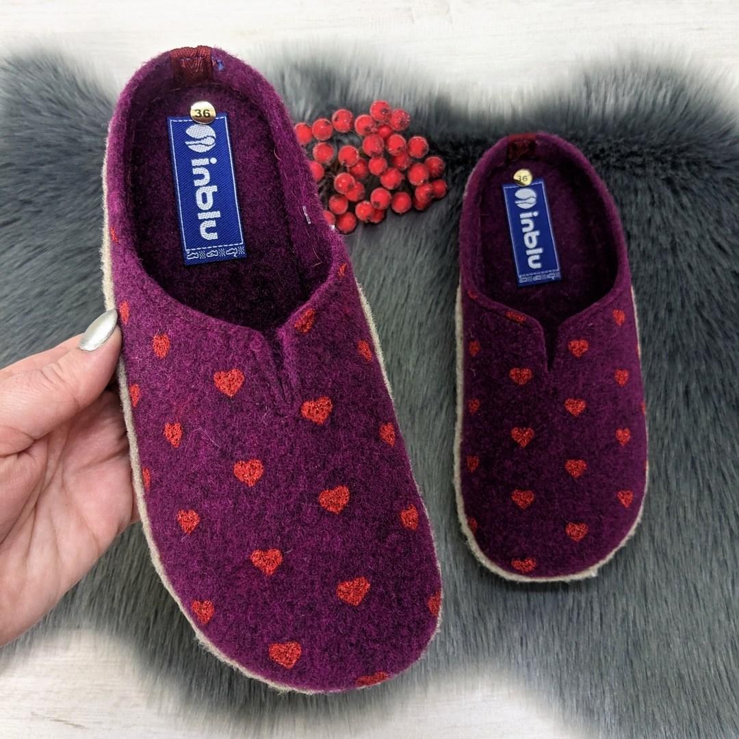 Капці жіночі кімнатні фетрові для ламінату Inblu сливові 4228, фото 1